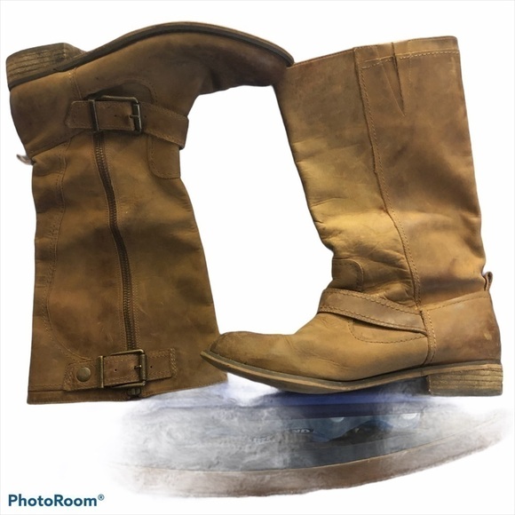Gianni Bini Leather Buckle Zip Calf Length Boots - Picture 1 of 4